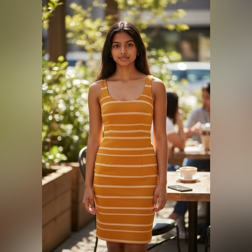 JCrew gold and pink striped sheath dress. Size 00